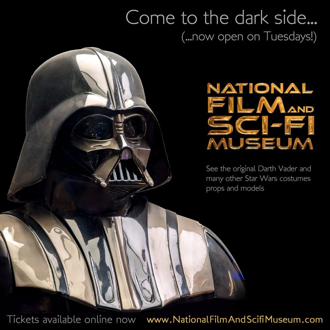 Darth Vader exhibit at Sci-Fi museum promotion.